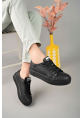 MirgeShoes Siyah Bağcıklı Unisex Günlük Spor Ayakkabı Rahat Yüksek SYH Taban MRG01063301
