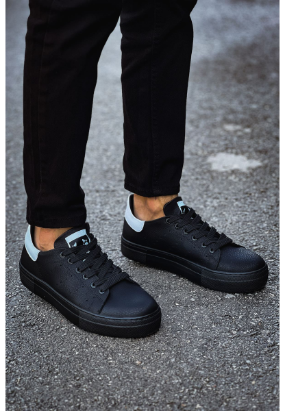 MirgeShoes Siyah-Beyaz Bağcıklı Unisex Günlük Spor Ayakkabı Rahat Yüksek SYH Taban MRG01063301