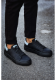 MirgeShoes Siyah-Beyaz Bağcıklı Unisex Günlük Spor Ayakkabı Rahat Yüksek SYH Taban MRG01063301