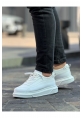 MirgeShoes Beyaz Bağcıklı Erkek Günlük Spor Ayakkabı Rahat Kalın BYZ Taban MRG01063305