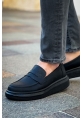 MirgeShoes Siyah Bağcıksız Erkek Klas Loafer Ayakkabı Kalın SYH Taban MRG010602933