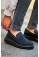 MirgeShoes Siyah Bağcıksız Erkek Klas Loafer Ayakkabı Kalın SYH Taban MRG010602933